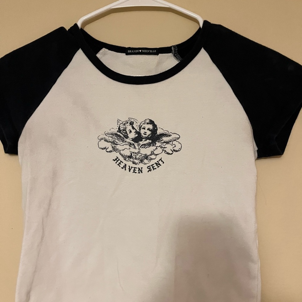 Brandy Melville navy blue heaven sent baby tee